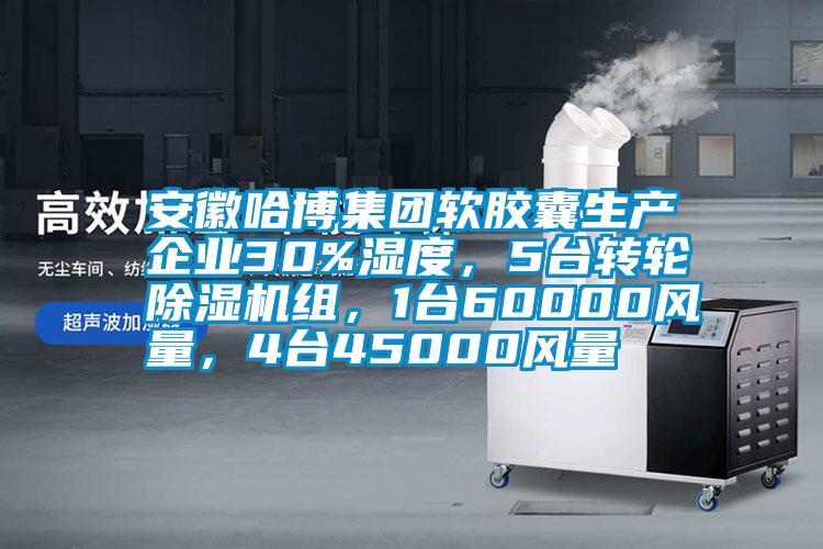 安徽哈博集團軟膠囊生產企業30%濕度，5臺轉輪除濕機組，1臺60000風量，4臺45000風量